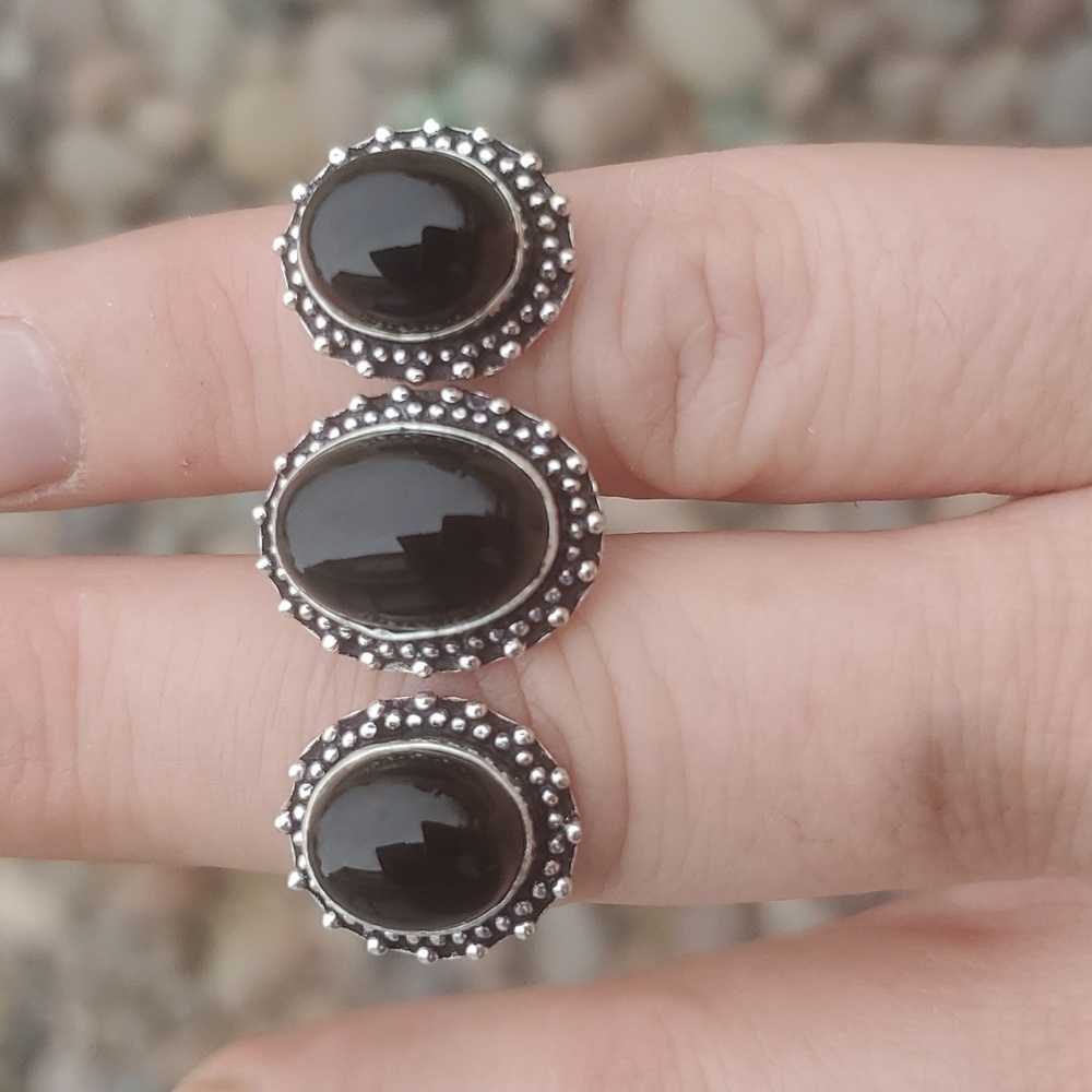 ***Sale*** New Black Onyx 925 Silver Double Knuckle Ring.